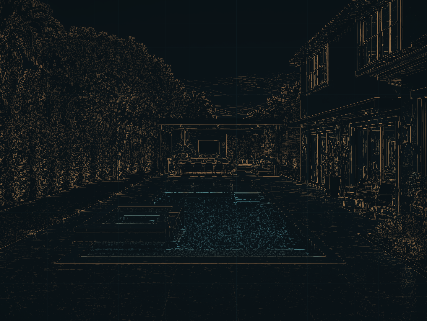 Architectural blueprint concept of the backyard
